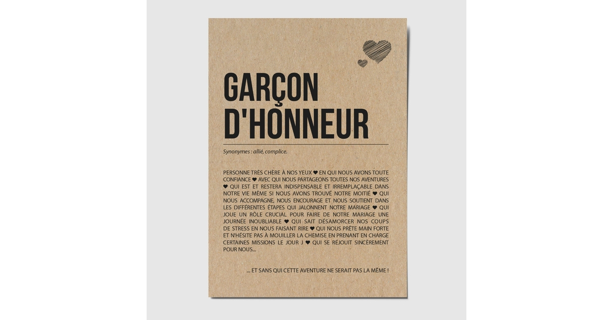 Carte définition Garçon d'honneur personnalisable - happywesisters